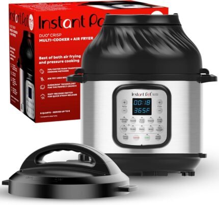 6QT 11-in-1 Air Fryer Pressure Cooker Combo, EvenCrisp Tech, Dual Lids, Touch Control, Stainless Steel