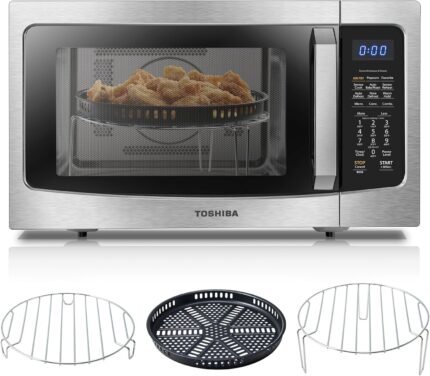 4-in-1 Countertop Microwave Air Fryer Convection Oven 1.5 Cu Ft 1000W Silver