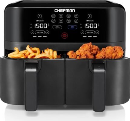 Dual Basket Air Fryer, TurboFry Touch Control, 2 Independent Zones, Space-Saving Design