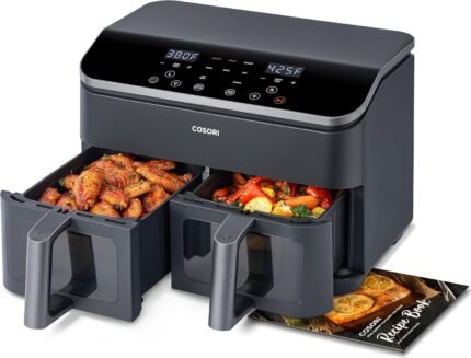 9Qt Dual Zone Air Fryer, 2-Basket Independent Cooking, Sync Finish, 12-in-1 Presets, LED Touch