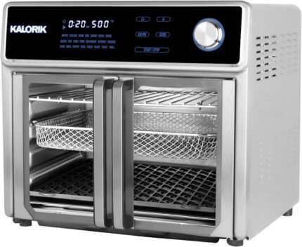 26QT 10-in-1 Air Fryer Oven Grill, Smokeless Sear, 22 Smart Presets, 1700W Turbo Convection, 500°F Grill, Polished Stainless Steel