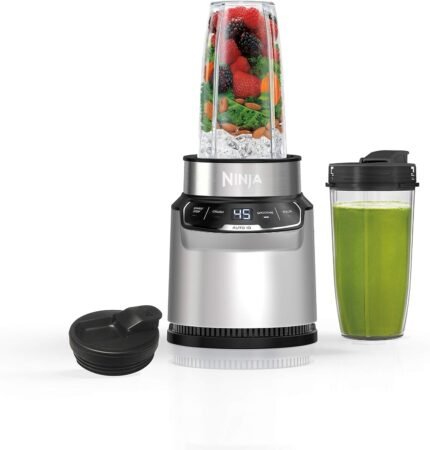 Blender | Single Serve | For Smoothies, Salsa, Shakes and Frozen Drinks | Includes 2 Smoothie Cups & Lids | Crushes Ice, Fruit & Veggies |Silve