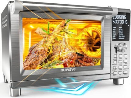 30QT 12-in-1 Air Fryer Grill Oven, 2025 Ultra-Fast Convection, 142 Presets, Smart Probe, PFAS-Free, Brushed Stainless Steel