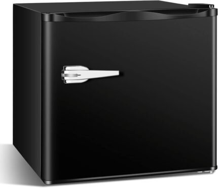 Mini Upright Freezer -1.2 cu.ft Compact freezer with Removable Shelves and Adjustable Thermostat,for Home/Kitchen/Office(Black)
