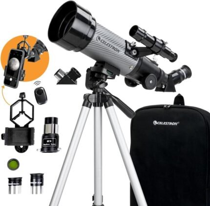 Portable Refractor Telescope – 70mm Aperture, Fully-Coated Glass Optics – Includes Bonus Phone Adapter, Backpack & More – Ideal for Beginners & Travel