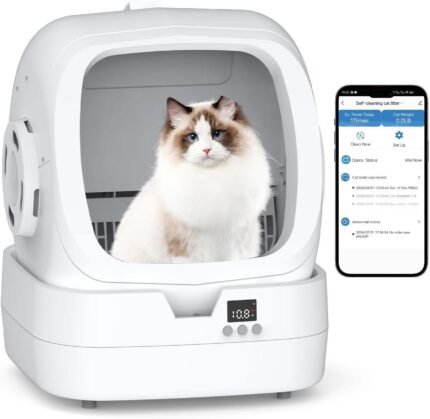 Automatic Cat Litter Box Self Cleaning - APP Control and Weight Monitoring - Ultra-Quiet, Suitable for Medium Cats and Kittens