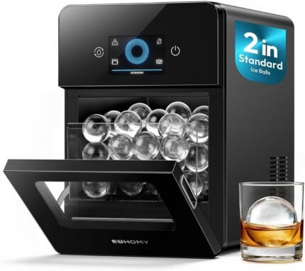 2" Ice Ball Maker Countertop, 4Pcs Ready in 40Mins, 144Pcs/day, Self-Cleaning Sphere Ice Maker Machine with Crystal Clear Ice, Round Ice Cube Maker for Whiskey & Bourbon