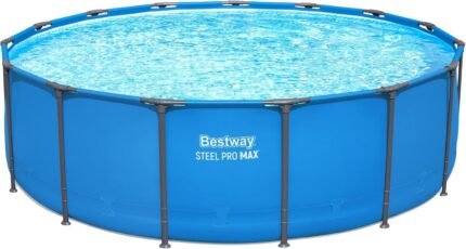 15’ x 48" Above Ground Pool, Round Metal Frame Outdoor Swimming Pool for Backyard, Blue, Pool ONLY