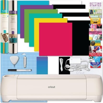 Beginner Friendly Craft Cutting Machine with Essential Materials, HTV and Adhesive Vinyl Variety Pack- DIY Decor Projects, Apparel and Decals