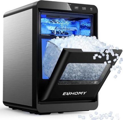 Nugget Ice Maker Countertop, 40Lbs/24H Pebble Ice Maker Machine, Self-Cleaning Countertop Sonic Ice Makers with Ice Scoop&Basket, Pellet Ice Maker Machine for Home/Kitchen/Office