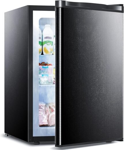 3.0 Cu.ft Small Freezer, Mini Upright Freezer with 7 Adjustable Thermostat, Removable Shelves, Reversible Single Door, for Bedroom/Home/Dorms/Apartment (Black)