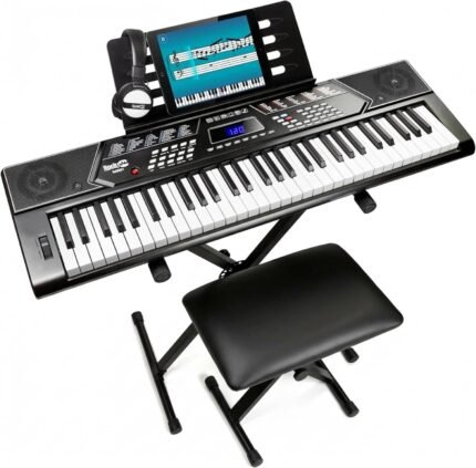 61 Key Keyboard Piano Stand With Pitch Bend Kit, Piano Bench, Headphones