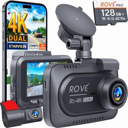 DUAL Dash Cam Front and Rear, STARVIS 2 Sensor, FREE 128GB Card Included, 5G WiFi - up to 20MB/s Fastest Download Speed with App, 4K 2160P/FHD Dash Camera for Cars, 3" IPS, 24H Parking Mode