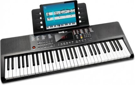 61-Key Compact Keyboard Piano with LED Display, Keynote Stickers & Lessons