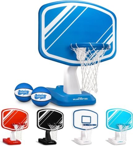 Splash Hoop Swimming Pool Basketball Game, Includes Poolside Water Basketball Hoop, 2 Balls and Pump