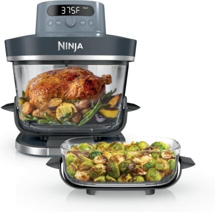 6-in-1 Glass Air Fryer | 450°F, Nontoxic, 6qt & 2.5qt Containers & Lids | Microwave, Freezer, Dishwasher Safe | Max Crisp, Air Fry, Bake, Roast, Recrisp, Dehydrate