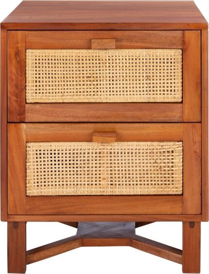 Natural Rattan 2-Door Nightstand